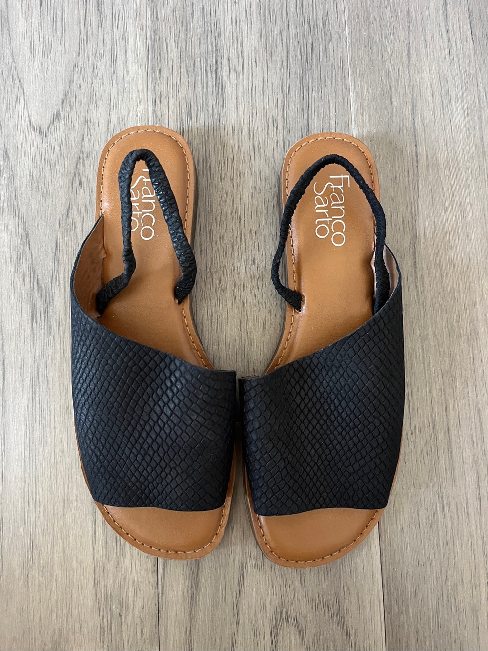 Franco Sarto Leather Black Sandals
